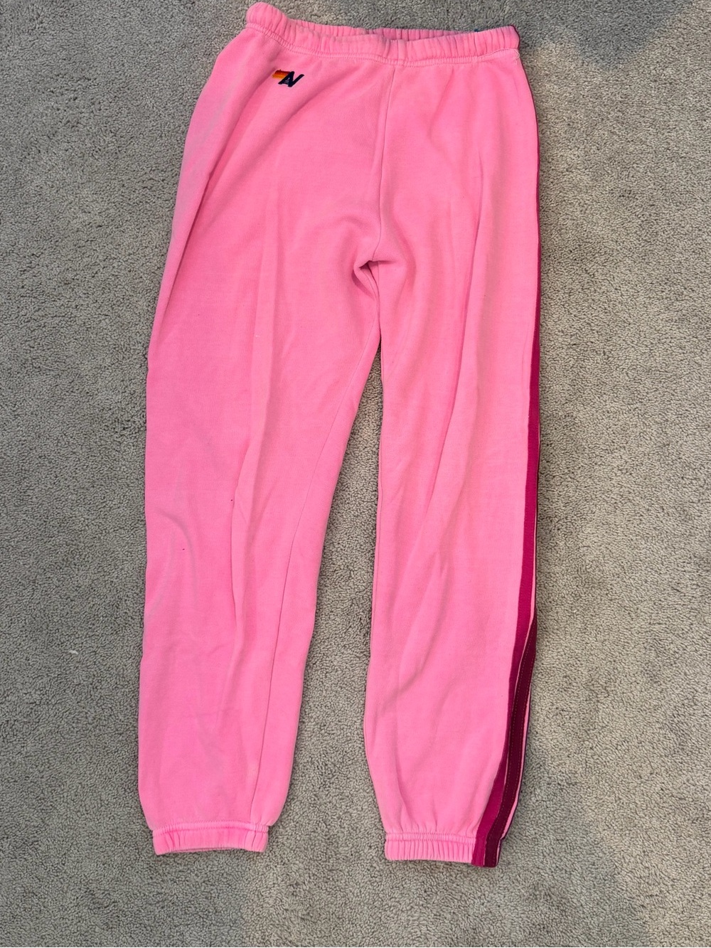Aviator Nation Pink Women’s Jogger Pants with Dark Pink Side Stripe